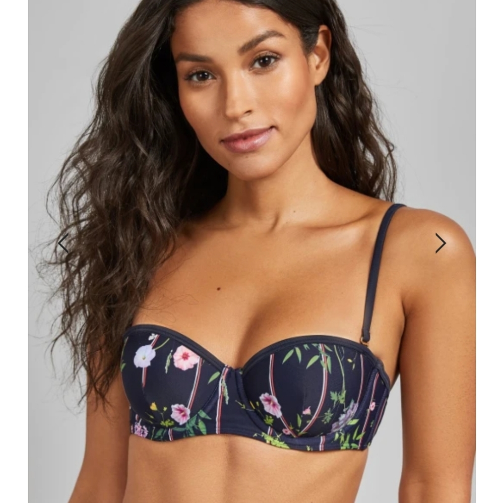 Ted Baker floral and stripe bikini top